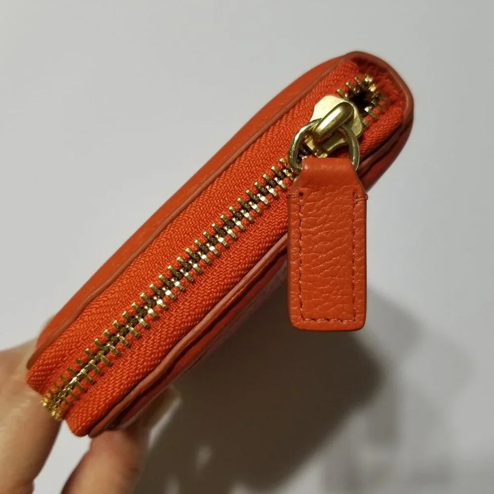 NWT Tory Burch Amanda Zip Continental Wallet Orange High-Quality Pebble‎ Leather